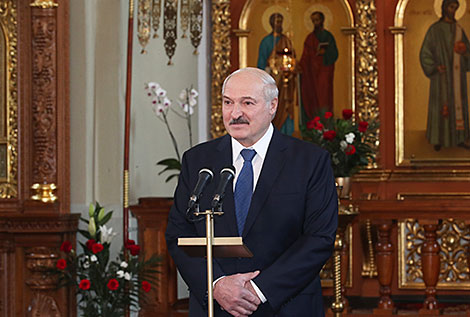 Aleksandr Lukashenko visits the Holy Annunciation Church in Malyye Lyady