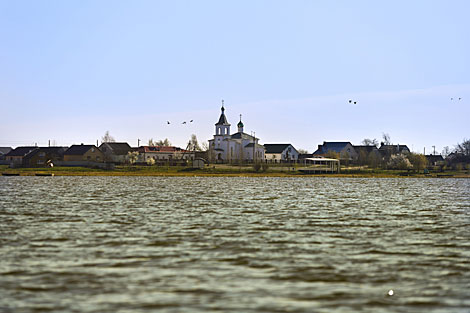 View of the Saint Onuphrius Church from Sporovskoye Lake water area