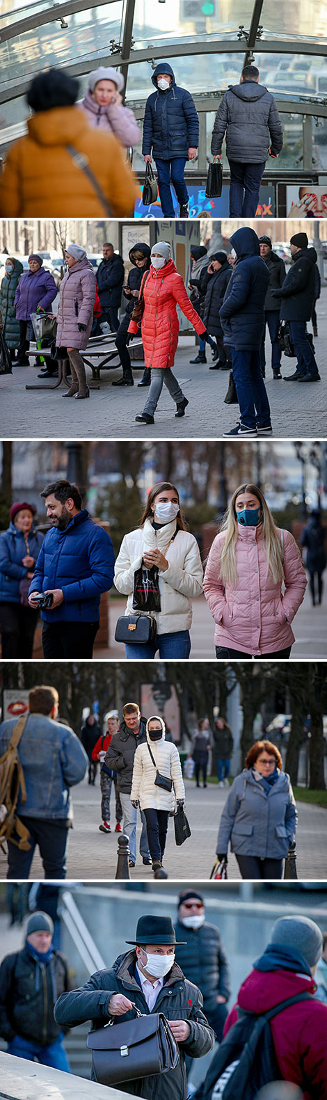 Minskers wearing face masks