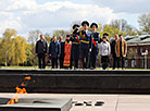 Wreath laying ceremony at the Courage monument