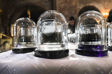 Capsules with soil in St Nicholas Garrison Church