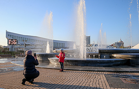 Light and music fountain at the Palace of Sports