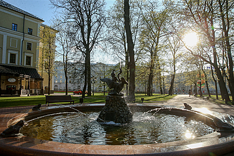 Boy with a Swan Fountain in Aleksandrovsky Park