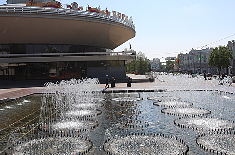 Fountain with illumination near Gomel Circus
