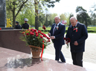 Flower ceremony at monument to Soviet patriot mother Anastasia Kupriyanova in Zhodino