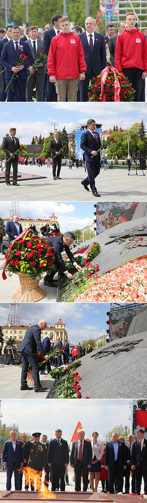 Flowers are laid in Victory Square in Minsk