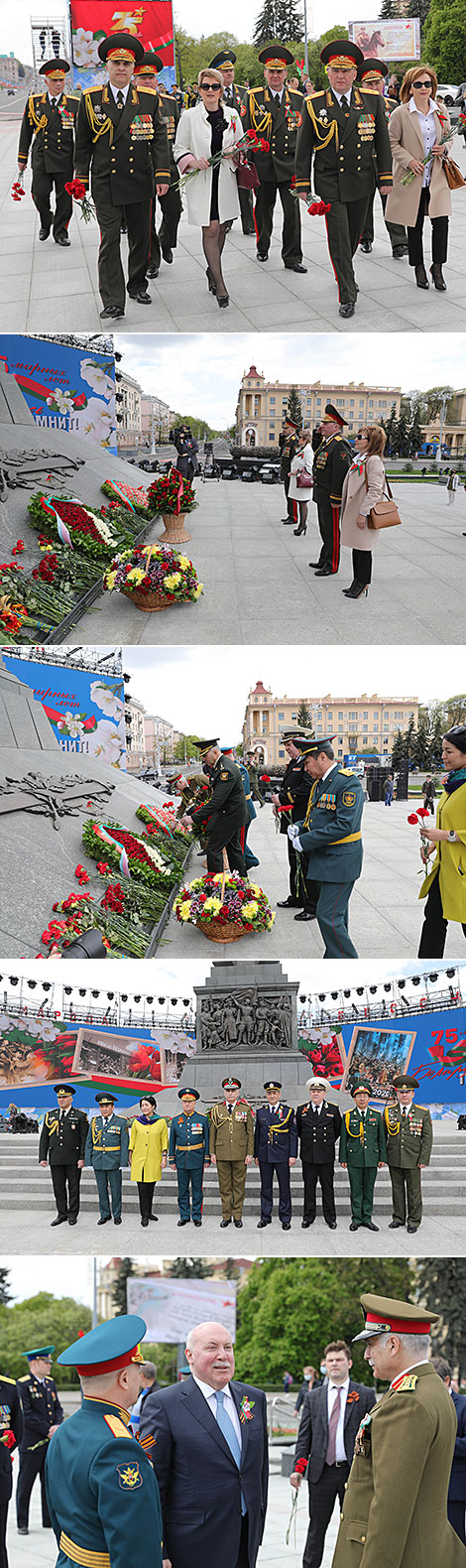 Flowers are laid in Victory Square in Minsk