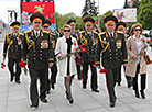 Flowers are laid in Victory Square in Minsk