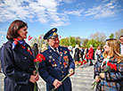 Flowers are laid at the Eternal Fire in Mogilev