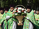 Wreath laying to the monument to Saint Euphrosyne 