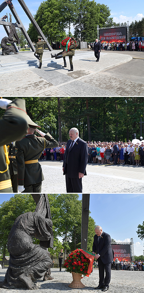 The opening of a memorial complex erected in memory of the Mogilev Oblast villages burned down by the Nazi during World War Two