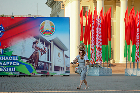 Independence Day decorations in Minsk