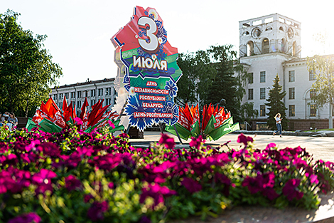 Independence Day decorations in Minsk