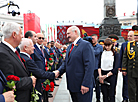 Aleksandr Lukashenko during the flower ceremony on Victory Square