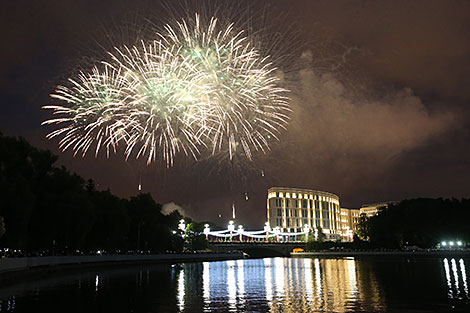 Fireworks in honor of Independence Day in Minsk