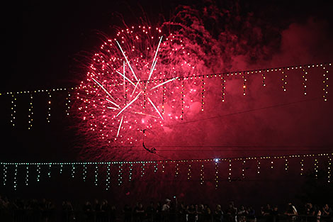 Fireworks in honor of Independence Day in Minsk