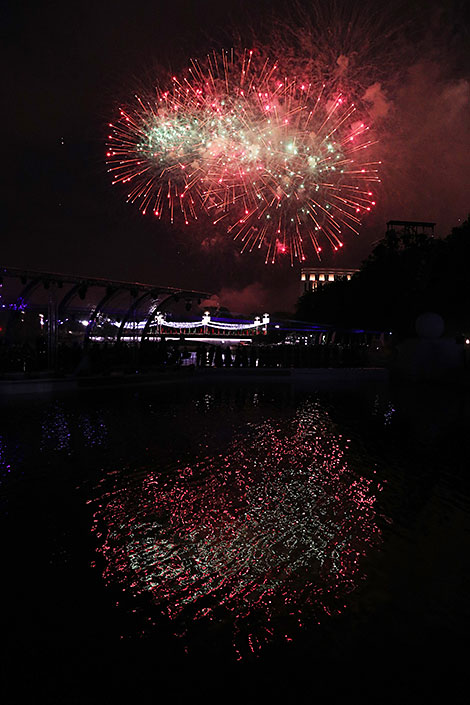 Fireworks in honor of Independence Day in Minsk