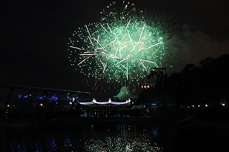 Fireworks in honor of Independence Day in Minsk