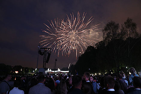 Fireworks in honor of Independence Day in Minsk