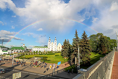 Rainbow over the Upper Town in Minsk