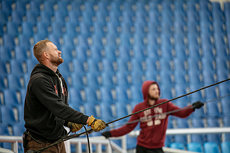 Mounting the equipment and setting the stage of the Slavianski Bazaar in Vitebsk