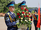 A flower ceremony at the Brest Hero Fortress memorial