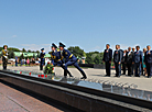 A flower ceremony at the Brest Hero Fortress memorial