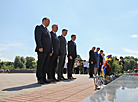 A flower ceremony at the Brest Hero Fortress memorial