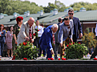 A flower ceremony at the Brest Hero Fortress memorial