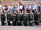 A flower ceremony at the Brest Hero Fortress memorial