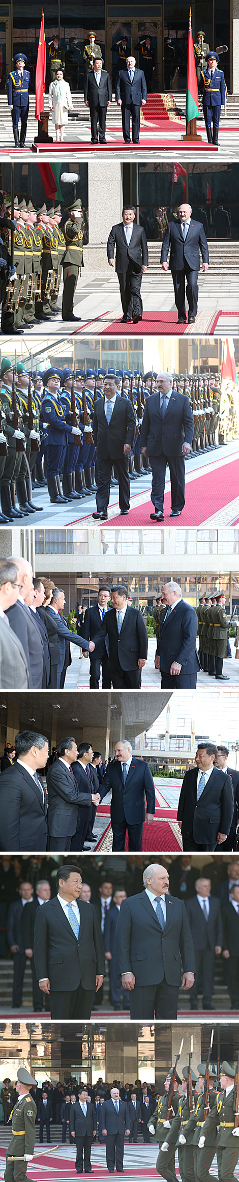 Церемония официальной встречи Президентом Беларуси Председателя КНР 