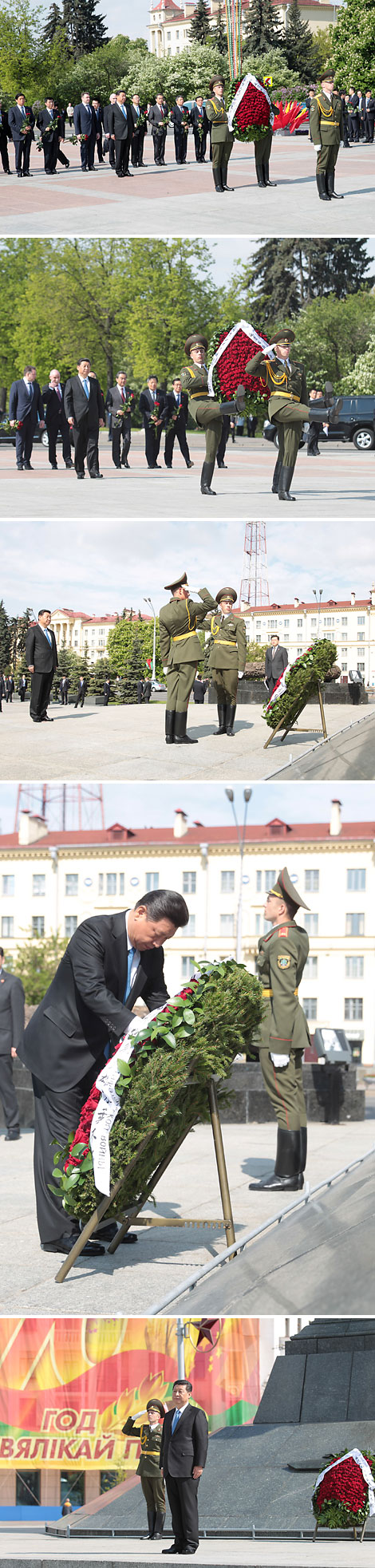 Xi Jinping laid a wreath at the Victory Monument in Minsk