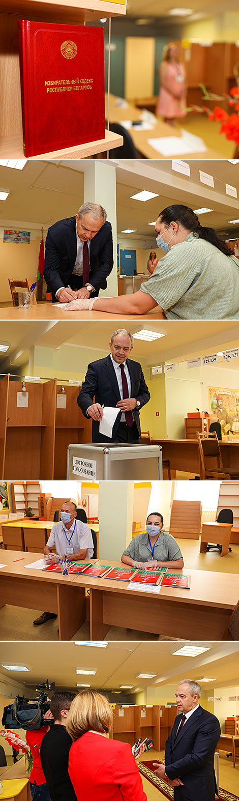 Head of the Belarus President Administration Igor Sergeyenko takes part in early voting