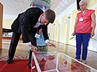 Voting at the polling station No.1 in Brest