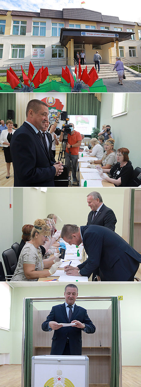 Mogilev Oblast Governor Leonid Zayats at the polling station