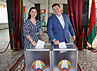 Voting at the polling station No.506 in Minsk