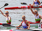 The women’s K2 200m final heat at the 1st European Games in Baku was won by Belarus’ Marina Litvinchuk and Margarita Makhneva 