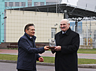 Belarus President Aleksandr Lukashenko and Director General of the Russian state nuclear industry corporation Rosatom Aleksei Likhachev