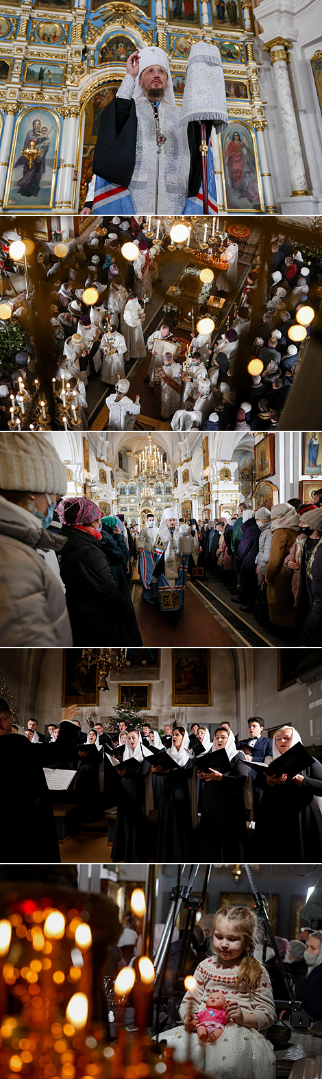 在明斯克圣灵主教大教堂里举行圣诞节祈祷仪式