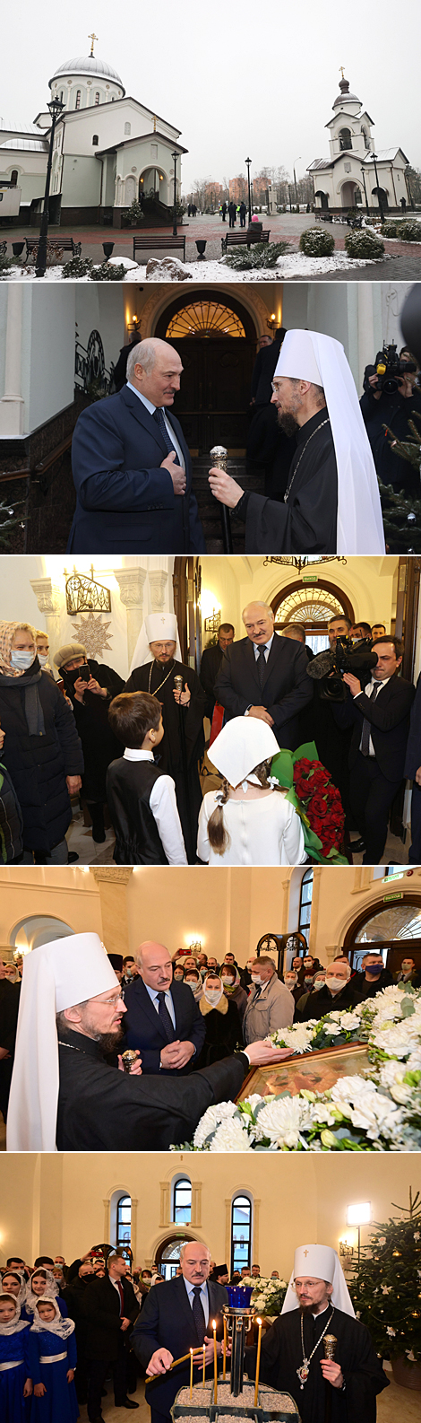 Aleksandr Lukashenko visits the Church of the Exaltation of the Holy Cross in Minsk