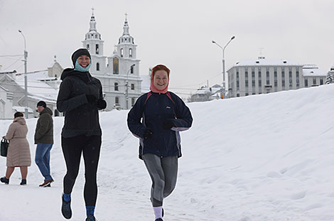 Joggers in the streets of Minsk