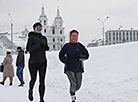 Joggers in the streets of Minsk