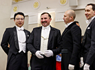 Elegant guests in the hall of the Bolshoi Theater