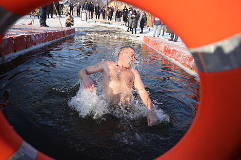 Epiphany bathing on Lake Yubileinoye