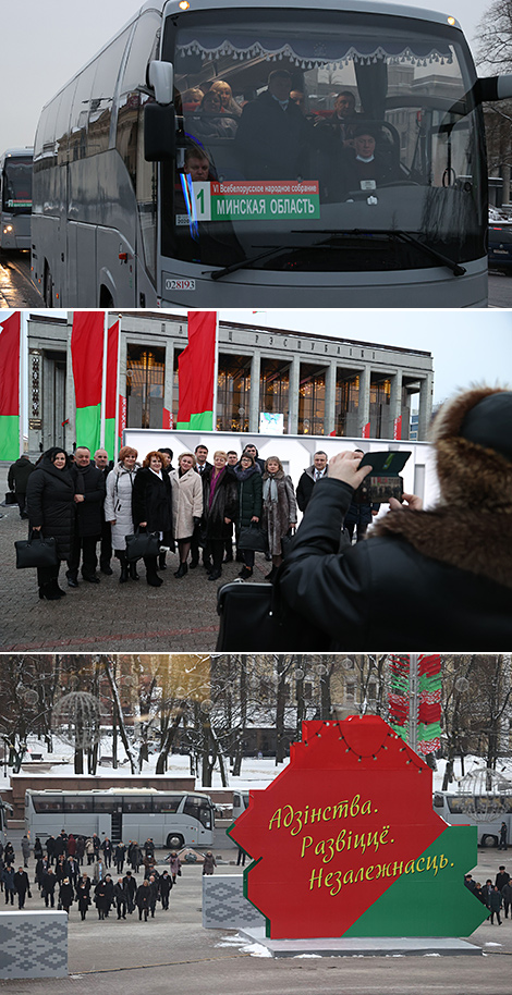 Delegates of 6th Belarusian People's Congress are arriving at Palace of Republic