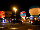 Night glow of hot air balloons

