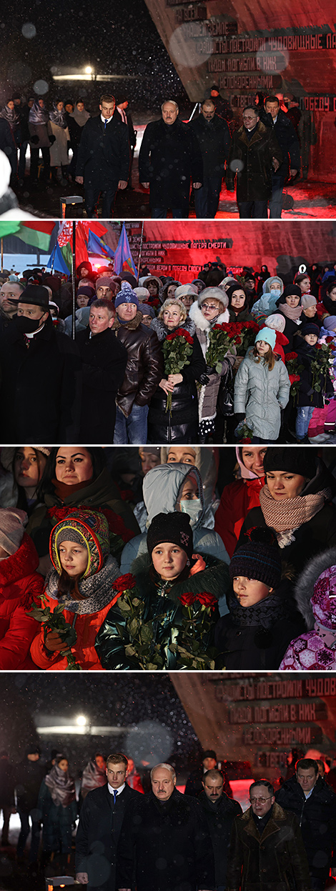 卢卡申科参加了纪念哈丁村惨案周年的安魂曲集会
