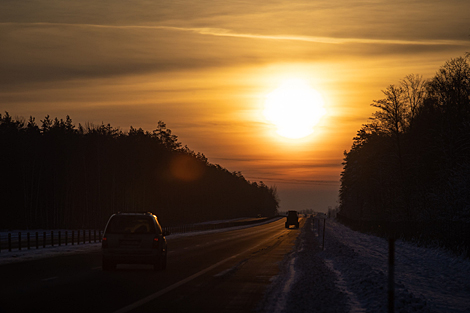 Рассвет на трассе М5 Минск – Гомель