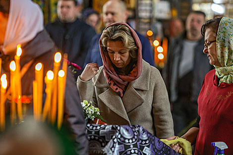 Palm Sunday in St. Nicholas Garrison Church in Brest