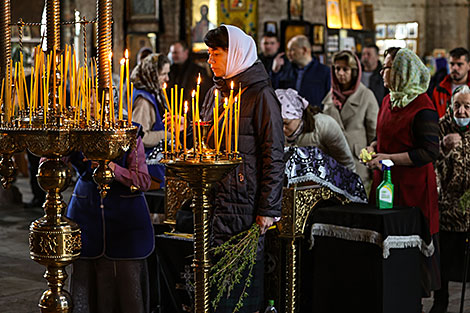 Palm Sunday in St. Nicholas Garrison Church in Brest